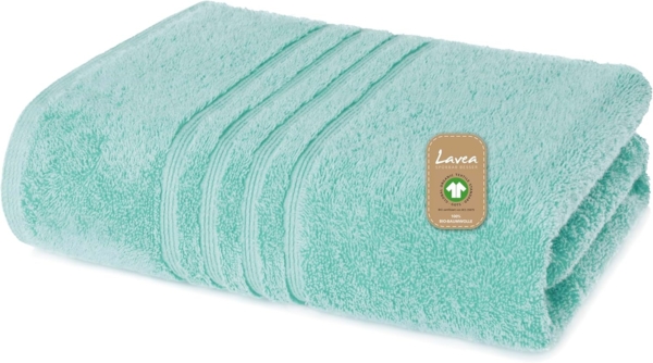 Lavea Badetuch Bali Duschtuch 100x150 cm Duschtuch 70x140 cm, Weiches Bio-Baumwollfrottee (1-St), pflegeleicht, GOTS-zertifiziert, extra saugstark mit 500g/m²