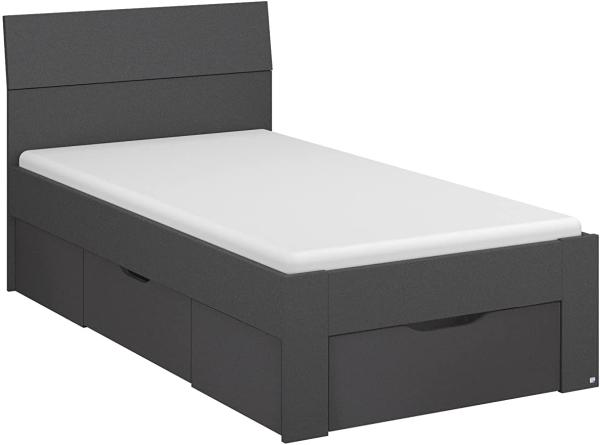 rauch Bett FLEXX, mit Sockelschubkasten, Grau metallic, 95x90x209cm