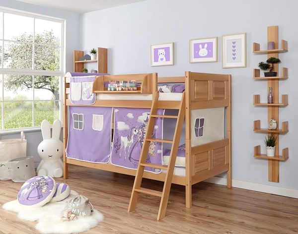 Etagenbett "Erni" Country 90x200 Buche massiv Natur