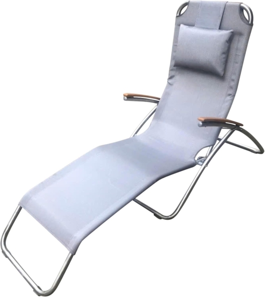 Leco Sonnenliege / Kippliege "Elegance", silbergrau, 177 x 65 x 109/80 cm (L x B x H)