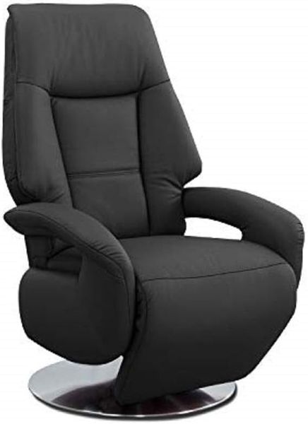 Cavadore Ledersessel Edinburgh / Fernsehsessel mit manuell verstellbarer Relaxfunktion / 74 x 114 x 77 / Echtleder: schwarz