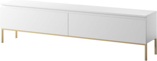 Selsey TV Schrank Board Sideboard Fernsehtisch Fernsehschrank Mit Schränken 175 cm Goldene Beine Weiß Bemmi