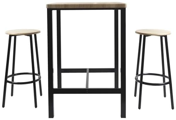 HOME DECO FACTORY Stehtisch und 2 Hocker Loka, Braun/Schwarz, 60 x 86 x 60