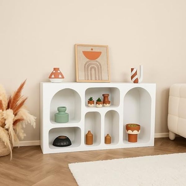 Dmora - Kommode Bellatrix, Wohnzimmerbuffet, Wohnzimmer-Sideboard, Moderne Küchen-Speisekammer, 120x37h74 cm, Weiß