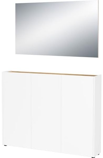 Germania 2-TLG. Garderoben-Set 9876-513 GW-Libbiano, in Weiß/Navarra-Eiche-Nb, mit geringer Tiefe, 138 x 200 x 25 cm (BxHxT)