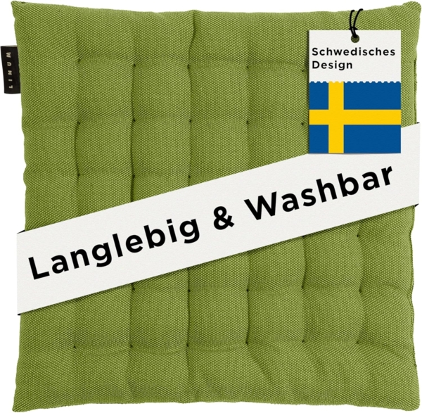 LINUM PEPPER Elegantes Sitzkissen 40x40 cm, 100% Baumwolle, Maschinenwaschbar, Moosgrün