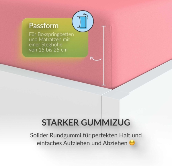 etérea Comfort Jersey Spannbettlaken Rosa 140x200 cm - 160x200 cm Bild 4