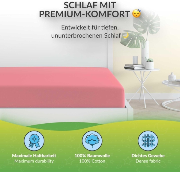 etérea Comfort Jersey Spannbettlaken Rosa 140x200 cm - 160x200 cm Bild 2