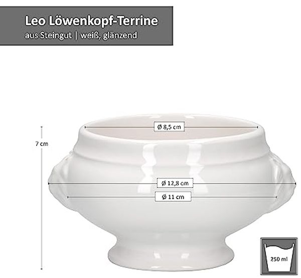 MamboCat Suppenschüssel 6x LEO Löwenkopf-Terrinen 250ml weiß, Steingut Bild 7
