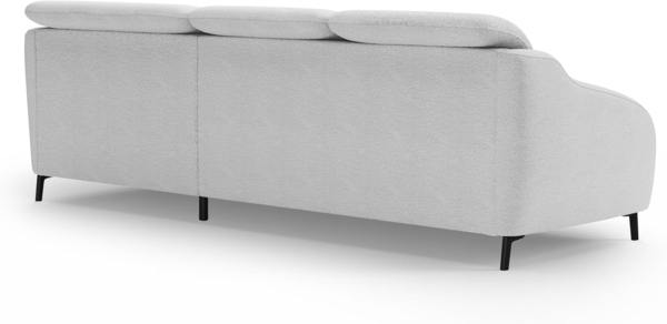 CAVADORE Ecksofa Blue/Moderne Eckcouch mit Longchair, inklusiv Kopfteilverstellung, Vorziehsitz motorisch und mattschwarzen Metallfüßen / 271 x 93 x 191 / Flachgewebe, Mittelgrau Bild 6
