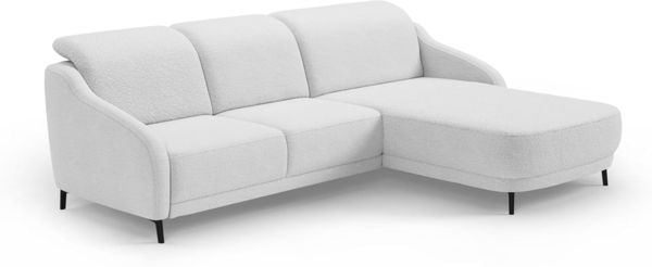 CAVADORE Ecksofa Blue/Moderne Eckcouch mit Longchair, inklusiv Kopfteilverstellung, Vorziehsitz motorisch und mattschwarzen Metallfüßen / 271 x 93 x 191 / Flachgewebe, Mittelgrau Bild 1