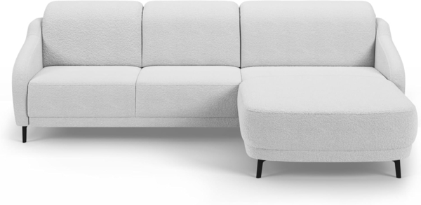 CAVADORE Ecksofa Blue/Moderne Eckcouch mit Longchair, inklusiv Kopfteilverstellung, Vorziehsitz motorisch und mattschwarzen Metallfüßen / 271 x 93 x 191 / Flachgewebe, Mittelgrau Bild 8