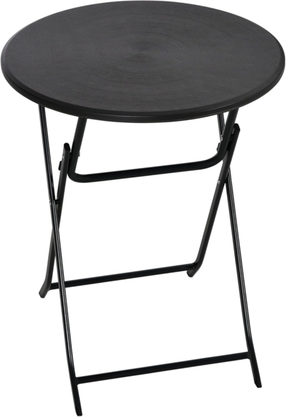 Outsunny Beistelltisch Garten-Esstisch mit Dekorativer Holzoptik, Campingtisch für Balkon (60 cm Beistelltisch für 2 Personen, 1-St, Runder Klapptisch), HDPE, Dunkelgrau