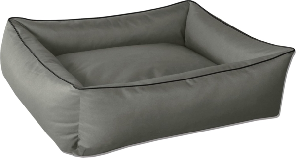 BedDog Hundebett MAX, großes Hundekörbchen aus Cordura, waschbares Hundebett mit Rand, Hundesofa vier-eckig (XXL) ca. 120x85x23cm, ROCK (grau)