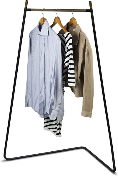 Movian, Kleiderständer aus Holz und Metall/Eckständer/Kleiderständer/Garderobenständer, Einfache Montage, Design & ModernBüro, Wohnzimmer, Eingang - Metal Garment Rack - PI-C150 - Schwarze Eiche