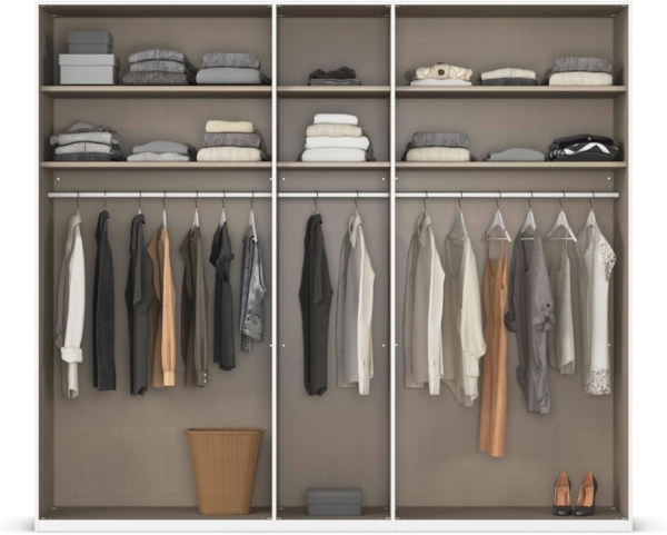 Rauch Möbel Alabama, Kleiderschrank, Garderobenschrank, 5-türig, Zubehör Basic, 3 Kleiderstangen, 6 Einlegeböden, Farbe Eiche Artisan, Holz, Griff Grau metallic, 226 x 229 x 54 cm Bild 7