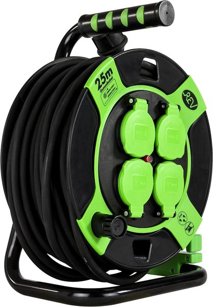 REV Kabeltrommel Außen 25 m H05RR-F 3G1,5mm², schwarz grün