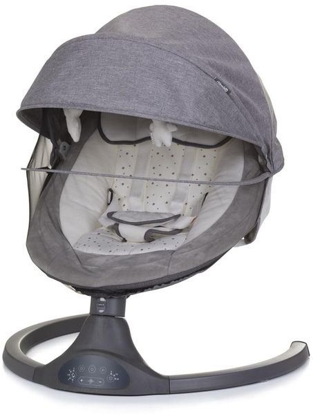 Chipolino Babywippe Brida, Fernbedienung Moskitonetz, Kissen, Plüschtiere, Timer grau Bild 3