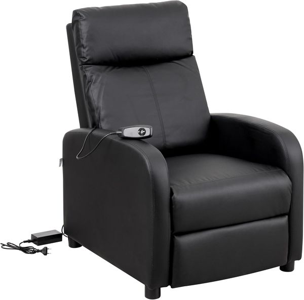 Baroni Home Relaxsessel aus weichem Schaumstoff, mit elektrischer Recliner mit Fernbedienung, Fußstütze, rutschfeste Füße, bequemer und einfacher Montagesessel, Schwarz, 66 x 75 x 99 cm