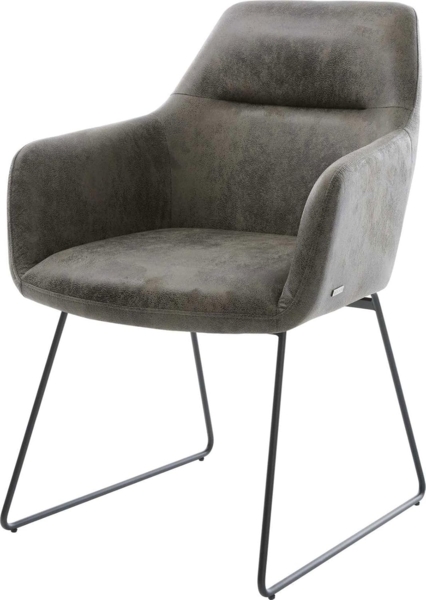 Esszimmerstuhl Pejo-Flex Mikrofaser Grau Antik Kufengestell Schwarz Taschenfederkern
