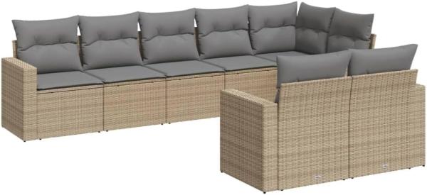 vidaXL 8-tlg. Garten-Sofagarnitur mit Kissen Beige Poly Rattan 3251556