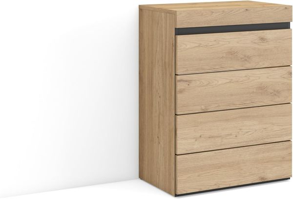 Skraut Home | Kommode mit Schubladen | Aufbewahrungsschrank | 57 x 75 x 35 cm | Für Schlafzimmer, Zimmer | Sideboard, Schrank | Moderner Stil | Eiche