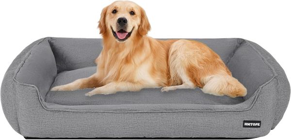 HMTOPE Hundebett, Hundesofa, Hundekissen, Hundekörbchen Abnehmbar und waschbar, Hellgrau, 110 x 86 x 26 cm