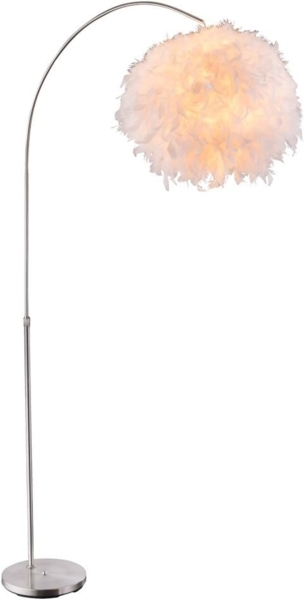 RGB LED Stehleuchte, silber, Federschirm, höhenverstellbar, H 196 cm