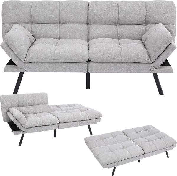 Makika 'Paul' 3-Sitzer Schlafsofa, Schaumstoff grau, 81 x 87 x 179 cm