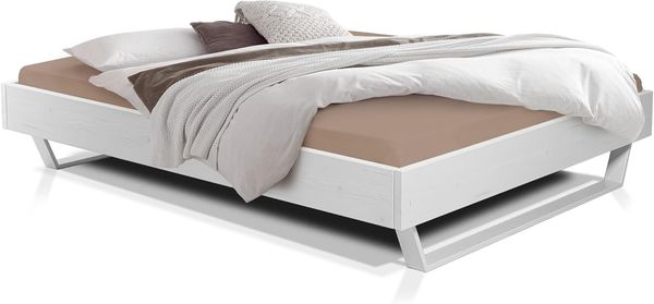 Möbel-Eins LUKY Kufenbett ohne Kopfteil, Material Massivholz, Fichte massiv, Kufen weiß weiss 180x200 cm