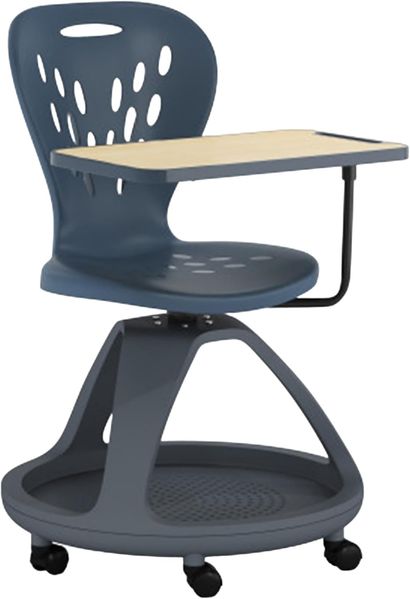 Flash Furniture Laikyn Mobiler Schreibtischstuhl mit 360-Grad-Tablet-Rotation und Untersitz-Cubby, rollbarer Schreibtischstuhl für Klassenzimmer und Fernlernen, Dunkelgrau
