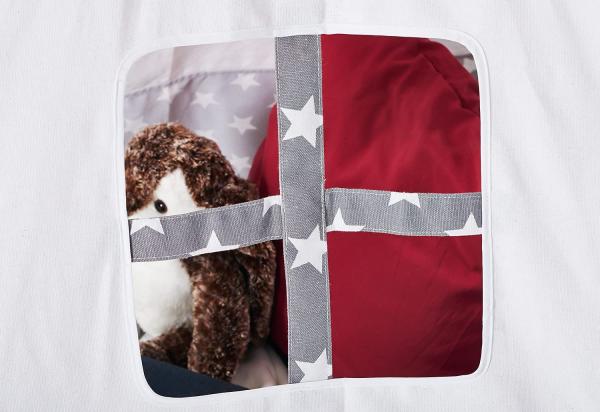 Pinolino 'Jakara' Tipi mit Fenster, Bodenmatte & Aufbewahrungsbeutel, Holz / Baumwolle / Polyester, 120 x 120 x 155 cm, Grau / Weiß Bild 5