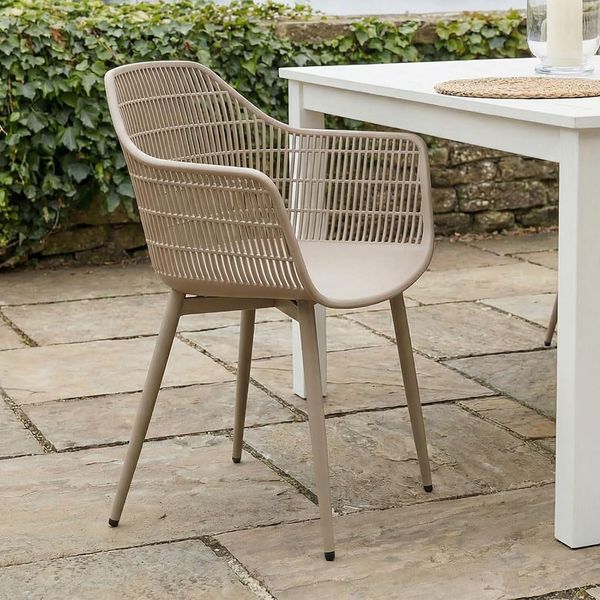 IDIMEX Gartenstuhl MARGHERITA (4 St), Schalenstuhl 4er Set aus Kunststoff mit Metallbeinen Champagner
