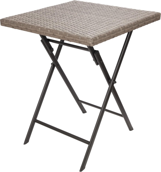 BRUBAKER Gartentisch Toskana - 58 x 58 cm Balkontisch wetterfest (1-St, Campingtisch eckig - Klapptisch für Balkon, Terrasse), Polyrattan und Metall Beistelltisch klappbar - Bistrotisch - Grau