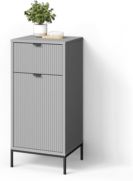 Livinity® Midischrank ATERNO, Grau/Grau, 40 x 87 cm mit Tür und Schublade
