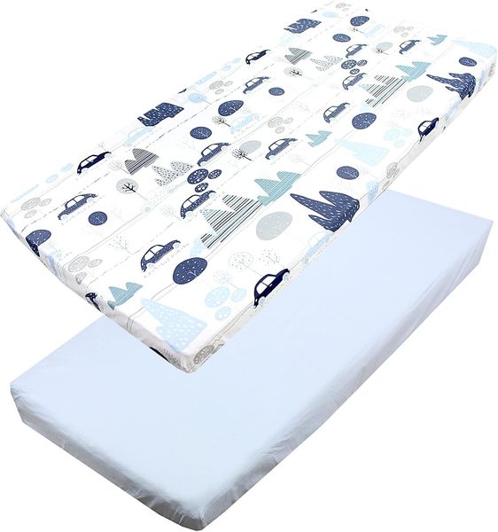 TupTam Spannbettlaken Baby, für Babybett/Kinderbett, 2er Pack, Autos Blau, 70 x 140 cm