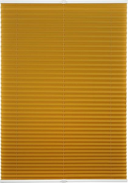 ondeco Plissee ohne Bohren mit Klemmträger viele Farben, Sonnenschutz für Fenster innen, Lichtschutz und Blickdicht, Plissee klemmfix Faltrollo Sichtschutz für Tür - Gold-Ocker - 100x130 cm Bild 2