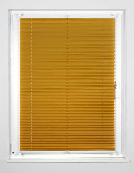 ondeco Plissee ohne Bohren mit Klemmträger viele Farben, Sonnenschutz für Fenster innen, Lichtschutz und Blickdicht, Plissee klemmfix Faltrollo Sichtschutz für Tür - Gold-Ocker - 100x130 cm Bild 5