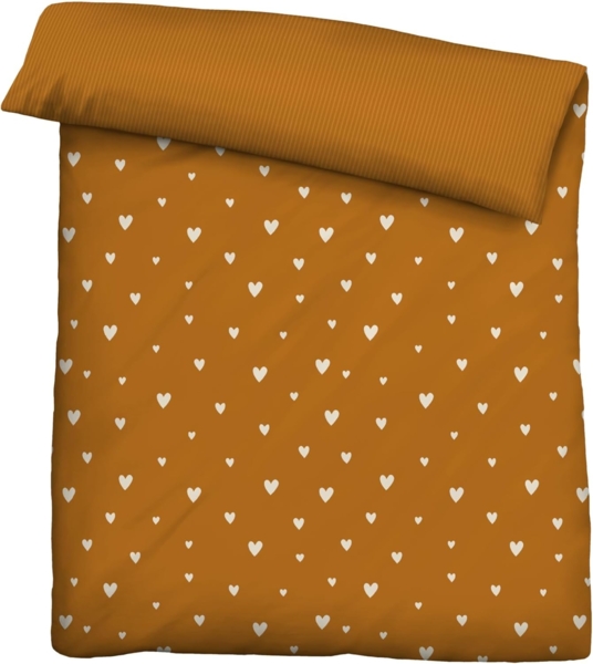 Traumhaft schlafen - Castell - Markenbettwäsche Baumwoll Renforce Bettwäsche 0400869 HERZEN, ocker, 1x 135x200 cm + 1x 80x80 cm Bild 2