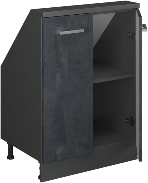 Dachschrägenschrank Rion Schwarz Beton/Anthrazit mit 2 Türen Vicco Bild 5