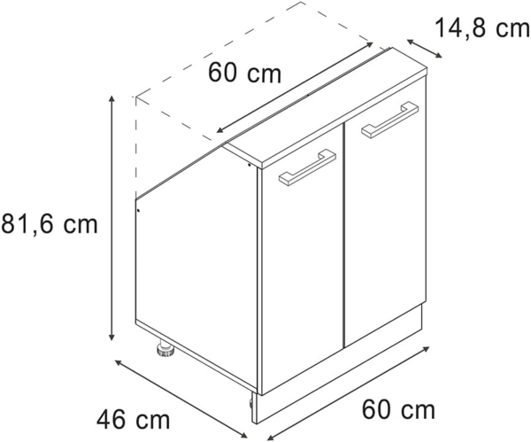 Dachschrägenschrank Rion Schwarz Beton/Anthrazit mit 2 Türen Vicco Bild 3