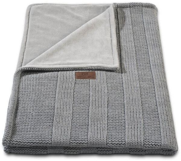 Baby's Only 151122 Kinderdecke Strickdecke Robust Rippe, 135x100 cm, Grau