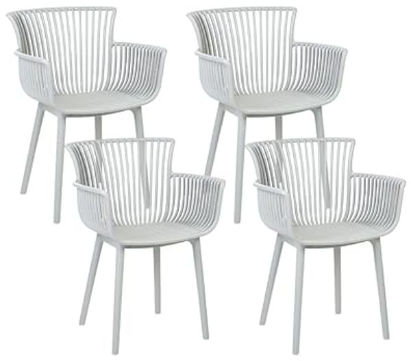 Beliani 'PESARO' Gartenstuhl 4er Set, Kunststoff hellgrau, 58x45x84 cm