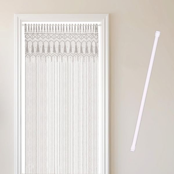 Cozyor Türvorhang Makramee 132 x 200 cm Boho Vorhang Fenstervorhang Raumteiler (1 St), Schlaufen, Baumwolle, mit Vorhangstange zum Klemmen weiß Wandteppich Wandbehang