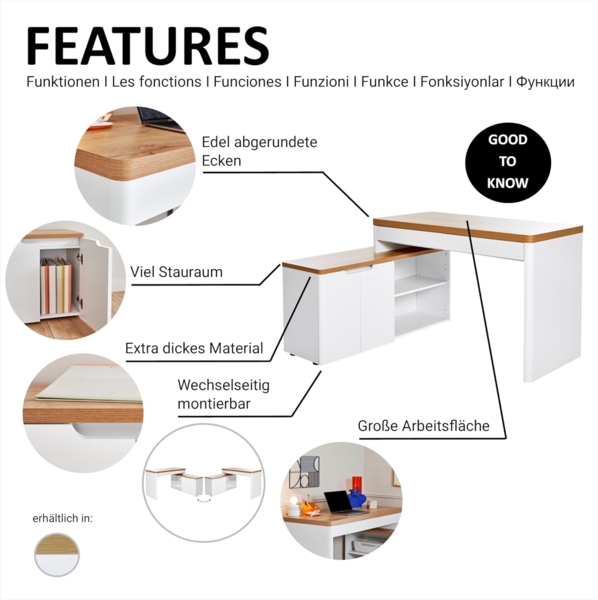 Jahnke Eckschreibtisch LIBRE C 155 E (1-St), wechselseitig montierbar, Breite ca. 140 cm Bild 9