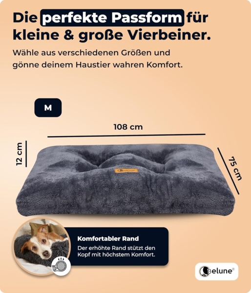 Belune Tierbett Deluxe - Flauschiges Kuschelbett Premium - waschbar, flauschiges Hundekissen, verschiedene Größen und Farben Bild 5