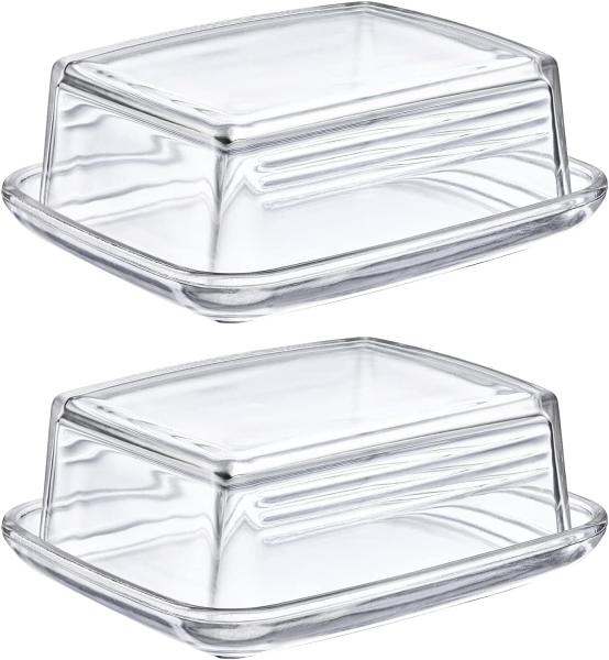 Westmark 2 Butterdosen aus Glas, Länge: 14,3 cm, Transparent, 208522E3