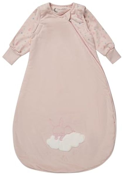 Sterntaler Schlafsack mit Armen 100cm Hase Hanni - Jersey, leicht wattiert - abnehmbare Ärmel mit Klettverschluss & Handstulpen - 2-Wege-Reißverschluss - bequem - für Mädchen - 1,00 TOG, quarzrosa
