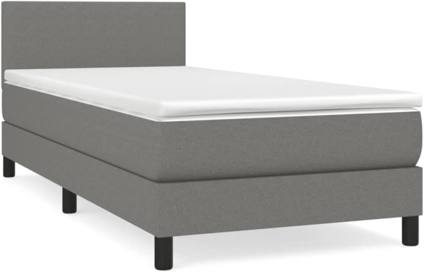vidaXL Boxspringbett mit Matratze, Stoff, Dunkelgrau, 80x200 cm, H2 Bild 3
