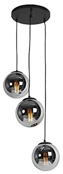 Qazqa Pendelleuchte Pallon, ohne Leuchtmittel, E27, Silber, Art Deco, Glas, 3-flammig